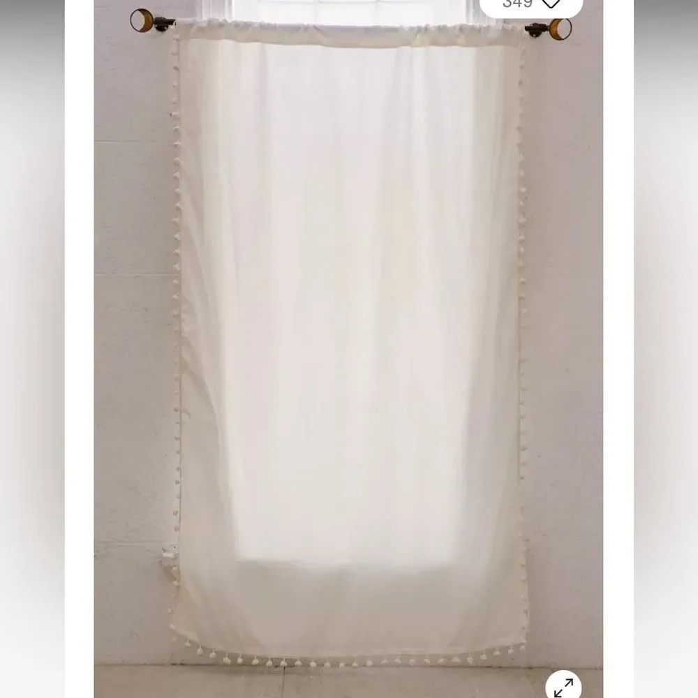 New Urban Outfitters UO Home Rideau Pom Blackout Curtain 52x96 Ivory